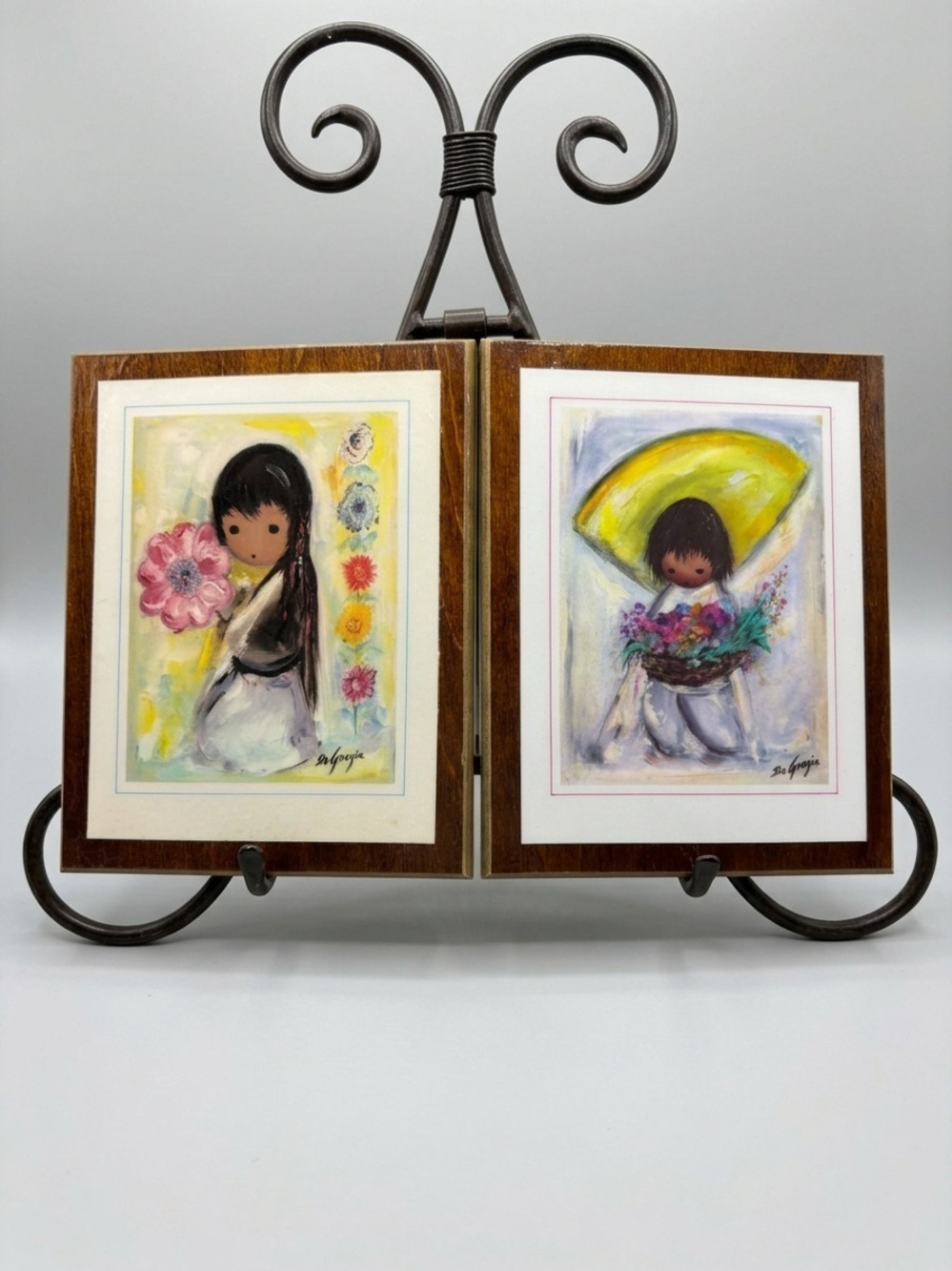 Vintage Ted DeGrazia Southwestern Art Wood Plaque Prints Set of Two